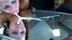 Hot Brunettes Quenching Their Thirst For Sperm