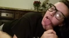 Sensual Nerdy Girl Blows And Swallows
