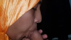Indian Nri Muslim Golden Hijab Whore Splendid Deepthroat And Jizz Swallowing