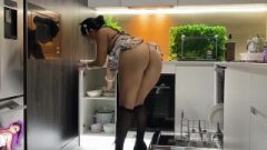 Huge Booty Chambermaid Cleans Huge Cock! Deepthroat Rimming Jizz Swallowed