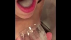 Amateur Isabel Ingests Jizz From Glass