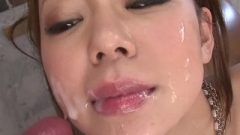 Enormous Titty Bitch Takes Showered In Spunk After Blowbang