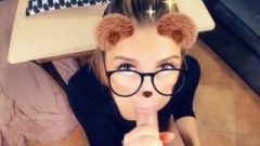 Cutie Bangs On The Table, Makes A Blow-Job And Slurps Spunk – Snapchat Porn