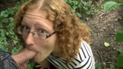 Redhead Cougar Ivy Sucks Penis And Gobbles Sperm On A Public Nature Trail